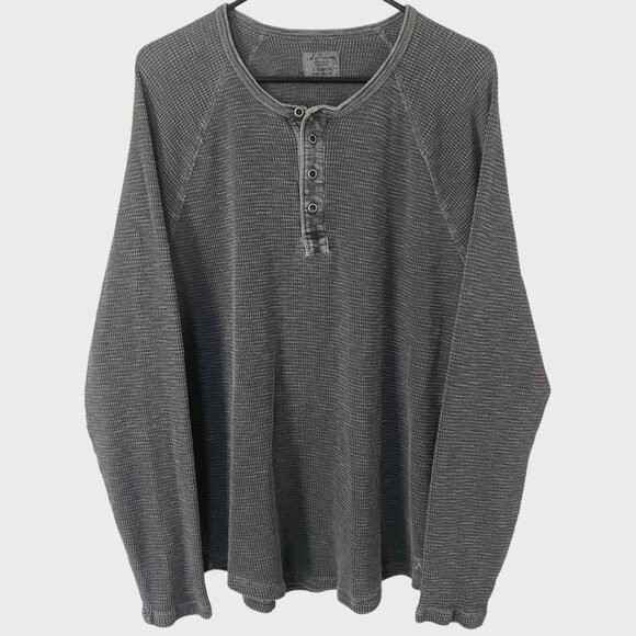 Lucky Brand Waffle Knit Henley Shirt Men's XL Gray Button-Collar Long-Sleeve - Picture 1 of 12